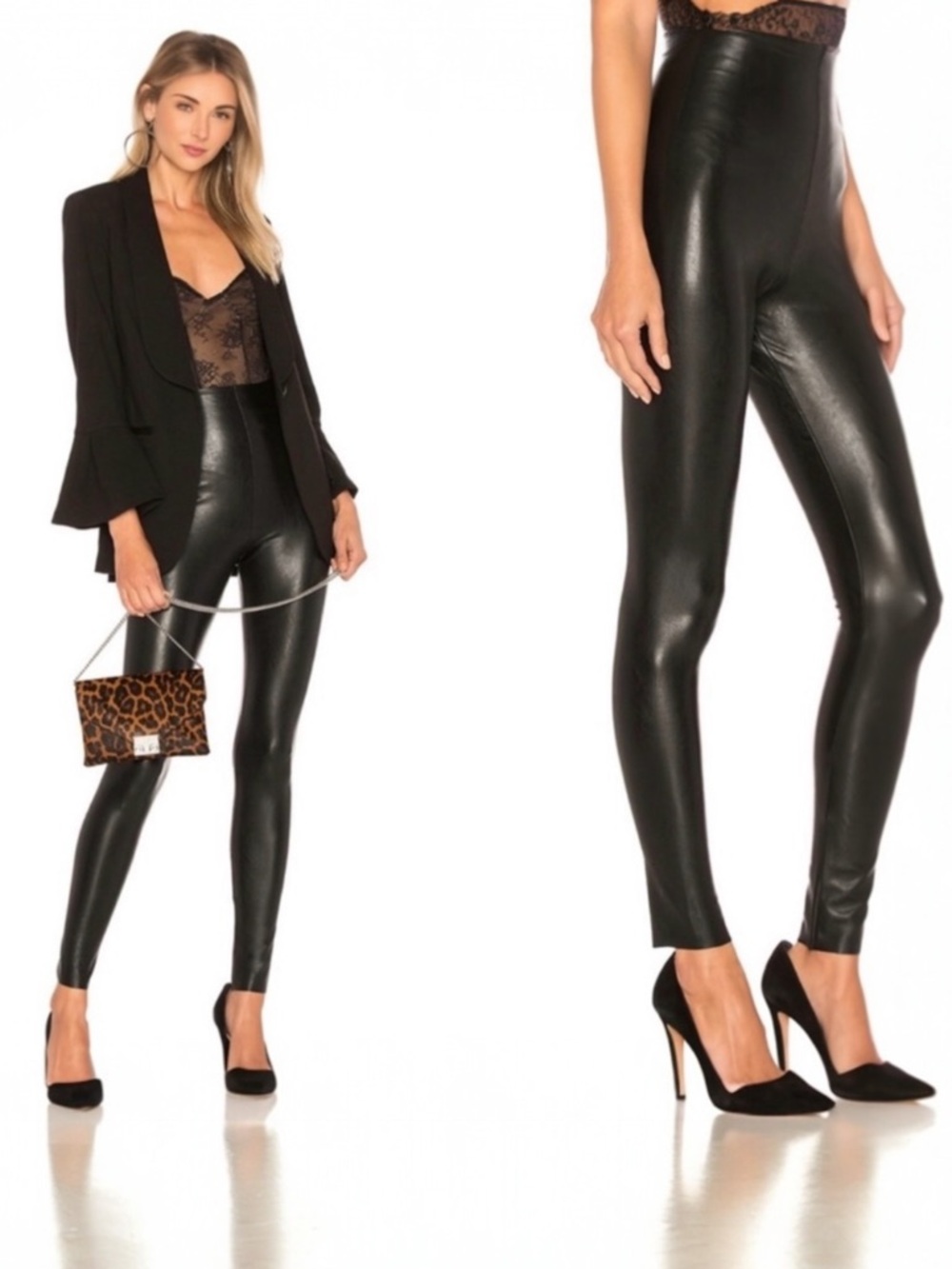 COMMANDO high waisted faux leather leggings size‎ large
